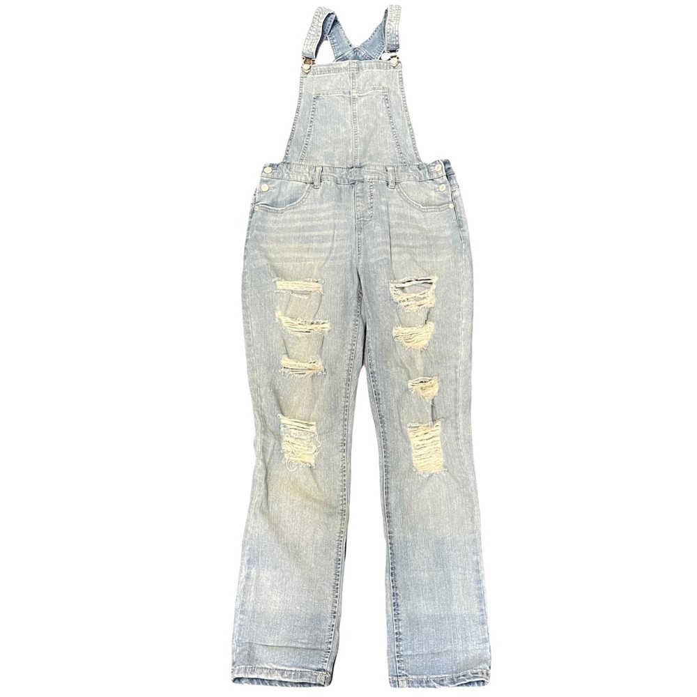 Mossimo Supply Co. Light Blue Distressed Women Jeans Overalls